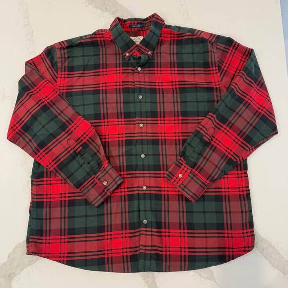 St. John’s Bay Long Sleeve Plaid Button Up Shirt Red/Green Men's XXL Easy Care - Picture 1 of 5